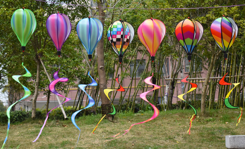 Outdoor Hanging Rainbow Hot Air Balloon Rotating Wind Bar Park Scenic Spot Windmill Festival Kindergarten Decorations Arrangement Hanging Decoration