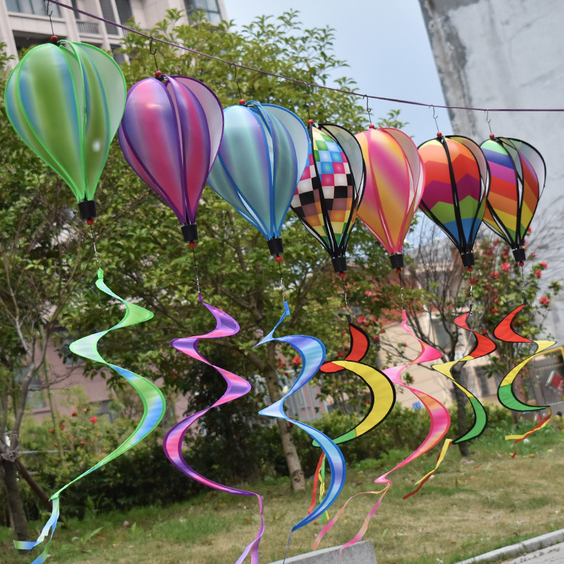 Outdoor Hanging Rainbow Hot Air Balloon Rotating Wind Bar Park Scenic Spot Windmill Festival Kindergarten Decorations Arrangement Hanging Decoration