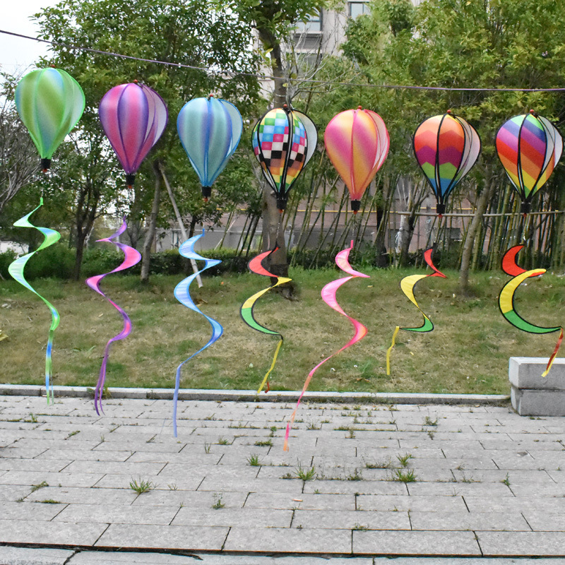 Outdoor Hanging Rainbow Hot Air Balloon Rotating Wind Bar Park Scenic Spot Windmill Festival Kindergarten Decorations Arrangement Hanging Decoration