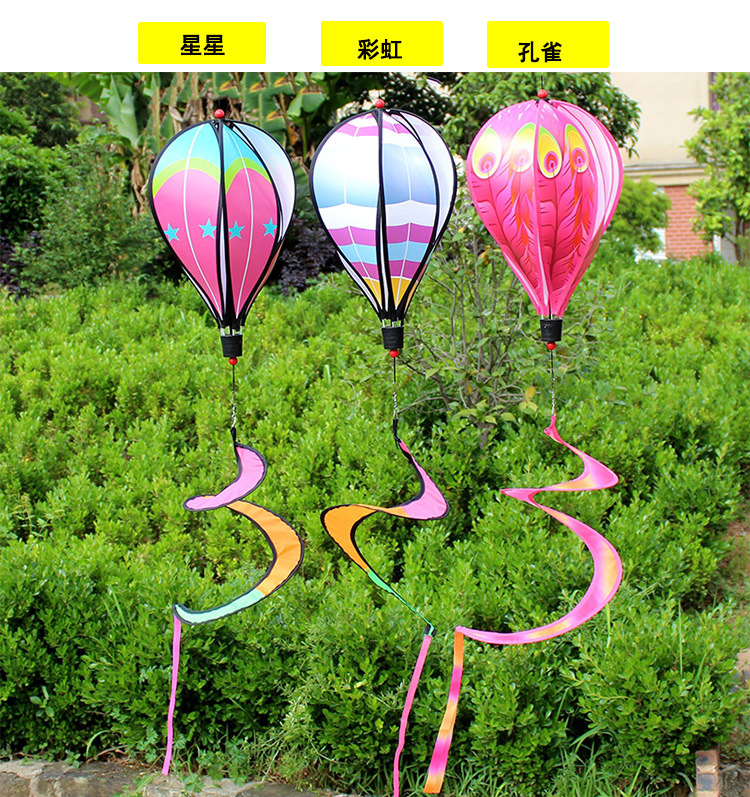 Cross-Border Hot Sale Rainbow Hot Air Balloon Wind-Turning Sequins Rotating Colorful Pinwheel Garden Windmill Outdoor Decoration Wholesale