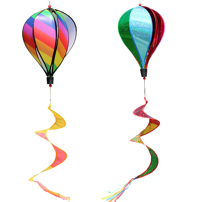 Cross-Border Hot Sale Rainbow Hot Air Balloon Wind-Turning Sequins Rotating Colorful Pinwheel Garden Windmill Windmill