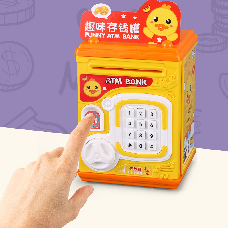 Children&#039;s Cartoon Piggy Bank Toy Simulation Fingerprint Unlocking Sound Effect Intelligent Fun ATM Money Box Story Machine