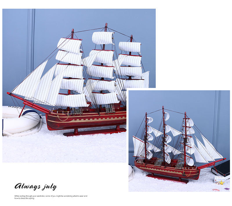 Office Mediterranean Style Pure Hand Worker 80cm Wooden Sailboat Model Decoration Shipment Crafts Decorations Wholesale