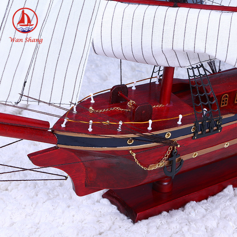 80cm Sailboat Model Marine Series Mediterranean Sailboat Wooden Craftwork Sample Room Ornaments Wholesale