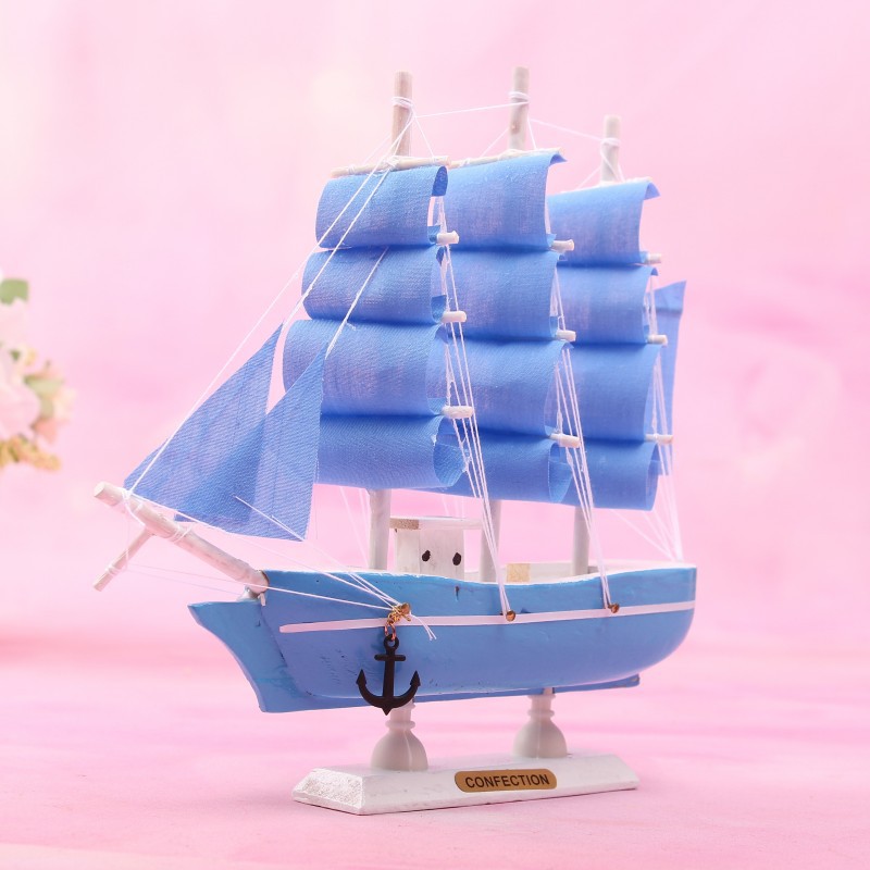 Creative Girl Heart-Solid Wood Sailboat Mediterranean Style Friends Birthday Gift Model Boat with Lights Creative Girl Heart-Solid Wood Sailboat Mediterranean Style Friends Birthday Gift Model Boat with Lights