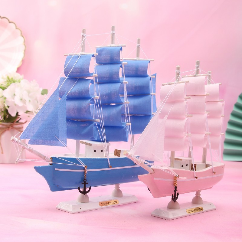 Creative Girl Heart-Solid Wood Sailboat Mediterranean Style Friends Birthday Gift Model Boat with Lights Creative Girl Heart-Solid Wood Sailboat Mediterranean Style Friends Birthday Gift Model Boat with Lights