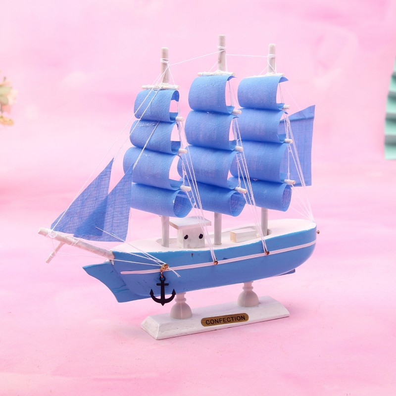 Creative Girl Heart-Solid Wood Sailboat Mediterranean Style Friends Birthday Gift Model Boat with Lights Creative Girl Heart-Solid Wood Sailboat Mediterranean Style Friends Birthday Gift Model Boat with Lights