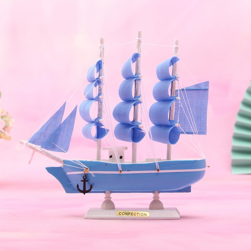 Creative Girl Heart-Solid Wood Sailboat Mediterranean Style Friends Birthday Gift Model Boat with Lights Creative Girl Heart-Solid Wood Sailboat Mediterranean Style Friends Birthday Gift Model Boat with Lights