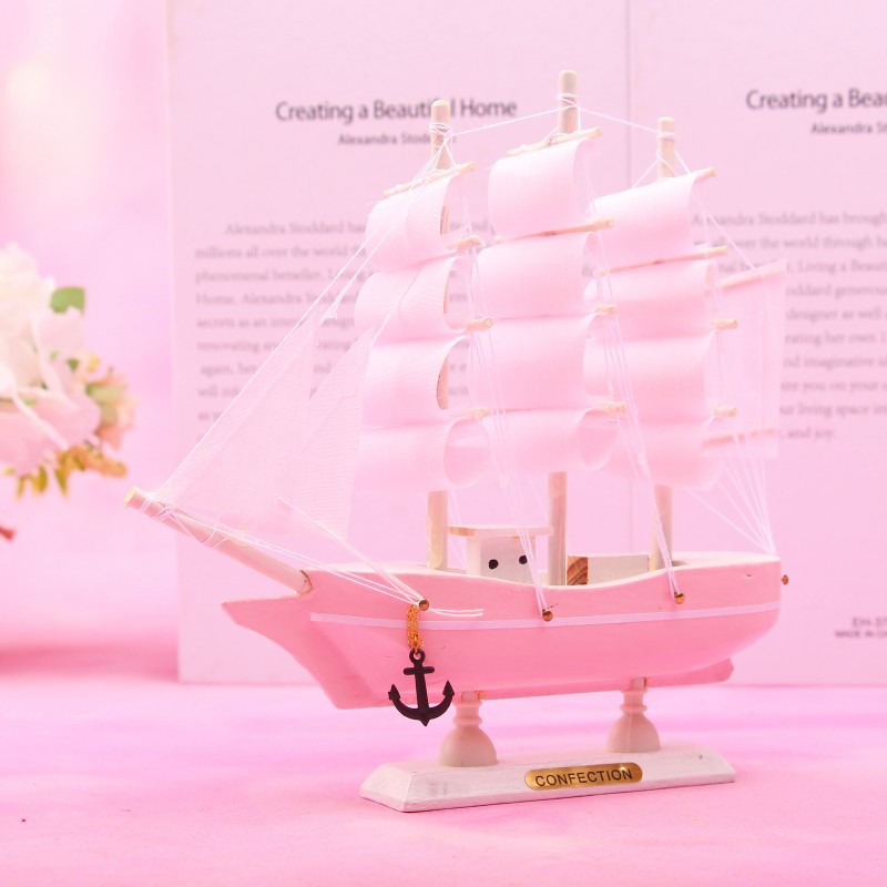 Creative Girl Heart-Solid Wood Sailboat Mediterranean Style Friends Birthday Gift Model Boat with Lights Creative Girl Heart-Solid Wood Sailboat Mediterranean Style Friends Birthday Gift Model Boat with Lights