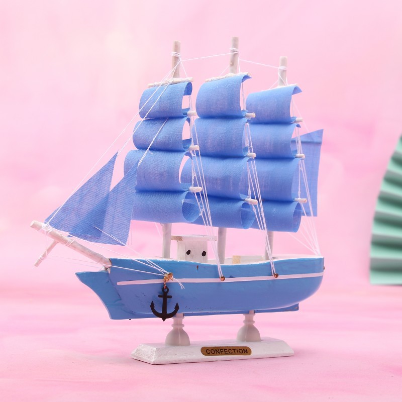 Creative Girl Heart-Solid Wood Sailboat Mediterranean Style Friends Birthday Gift Model Boat with Lights Creative Girl Heart-Solid Wood Sailboat Mediterranean Style Friends Birthday Gift Model Boat with Lights