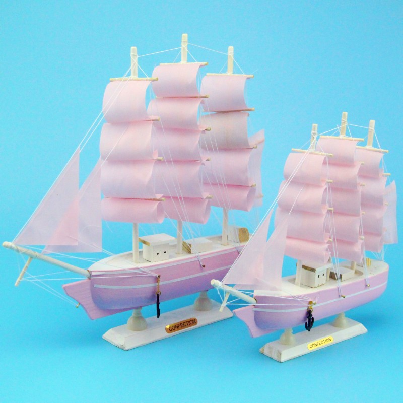 Creative Girl Heart-Solid Wood Sailboat Mediterranean Style Friends Birthday Gift Model Boat with Lights Creative Girl Heart-Solid Wood Sailboat Mediterranean Style Friends Birthday Gift Model Boat with Lights