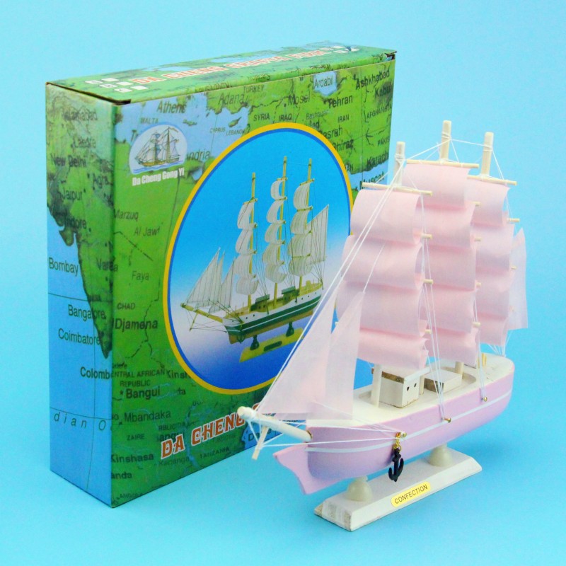 Creative Girl Heart-Solid Wood Sailboat Mediterranean Style Friends Birthday Gift Model Boat with Lights Creative Girl Heart-Solid Wood Sailboat Mediterranean Style Friends Birthday Gift Model Boat with Lights