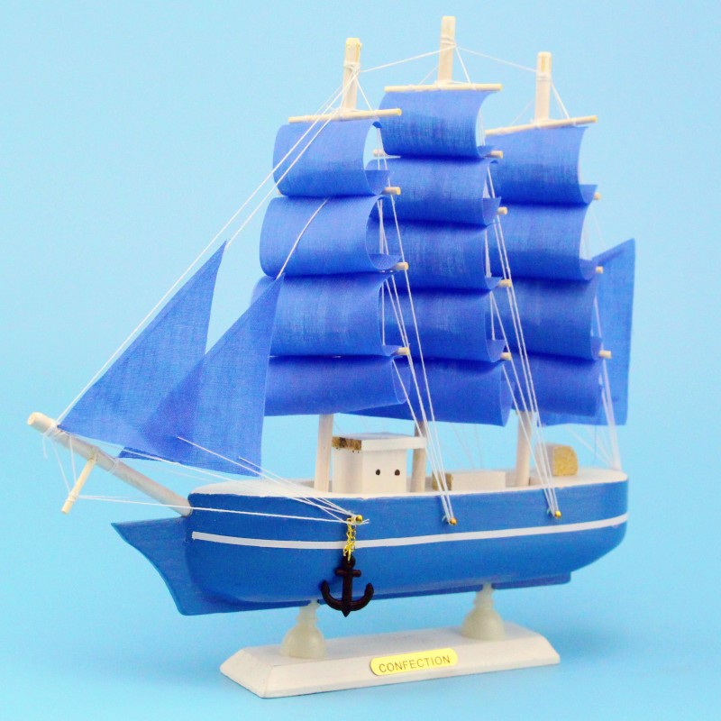 Creative Girl Heart-Solid Wood Sailboat Mediterranean Style Friends Birthday Gift Model Boat with Lights Creative Girl Heart-Solid Wood Sailboat Mediterranean Style Friends Birthday Gift Model Boat with Lights