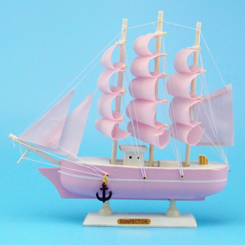 Creative Girl Heart-Solid Wood Sailboat Mediterranean Style Friends Birthday Gift Model Boat with Lights Creative Girl Heart-Solid Wood Sailboat Mediterranean Style Friends Birthday Gift Model Boat with Lights