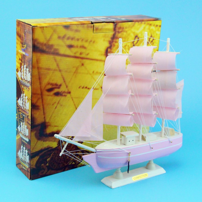 Creative Girl Heart-Solid Wood Sailboat Mediterranean Style Friends Birthday Gift Model Boat with Lights Creative Girl Heart-Solid Wood Sailboat Mediterranean Style Friends Birthday Gift Model Boat with Lights
