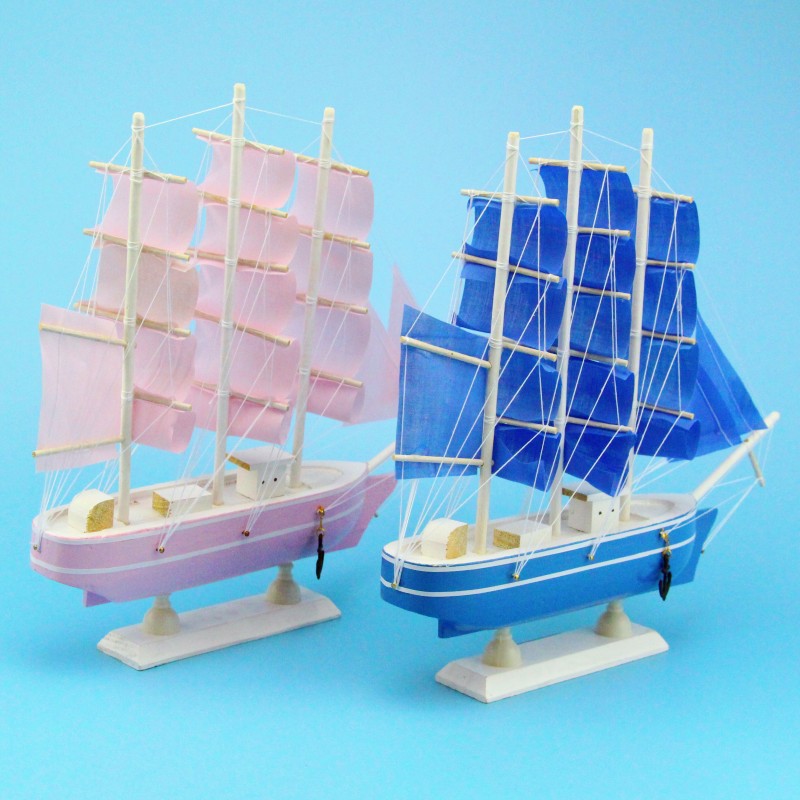 Creative Girl Heart-Solid Wood Sailboat Mediterranean Style Friends Birthday Gift Model Boat with Lights Creative Girl Heart-Solid Wood Sailboat Mediterranean Style Friends Birthday Gift Model Boat with Lights