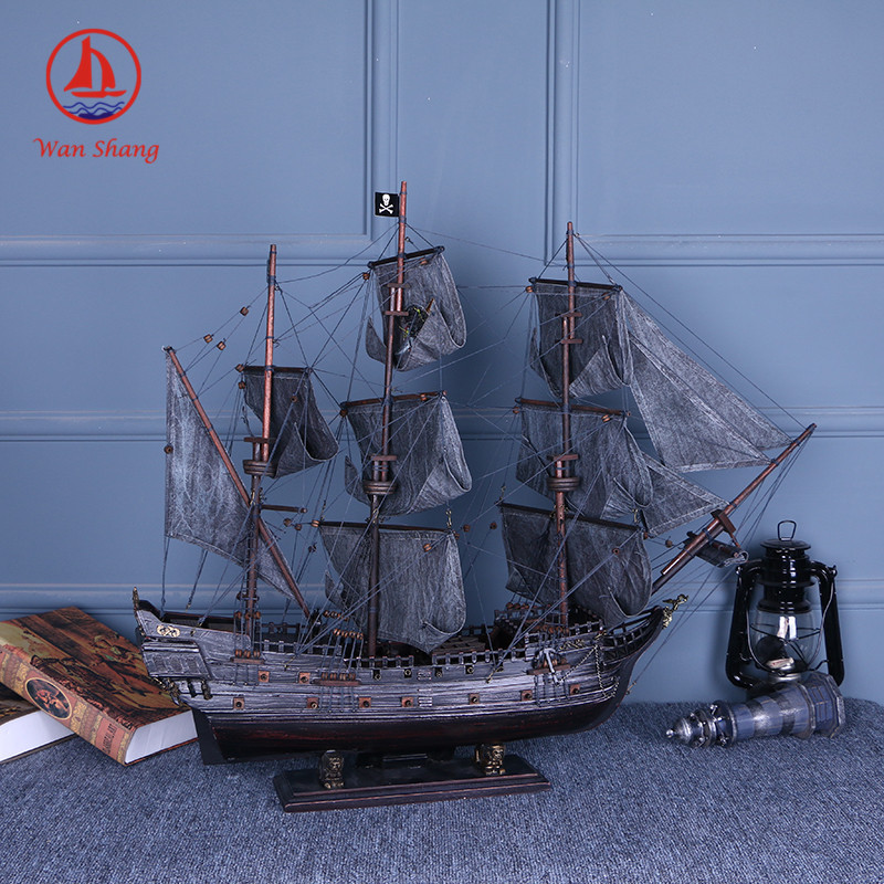 87cm Simulation Wooden Pirate Ship Mediterranean Style Crafts Decorations Sailboat Decoration Wholesale