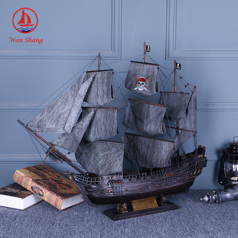 87cm Simulation Wooden Pirate Ship Mediterranean Style Crafts Decorations Sailboat Decoration Wholesale