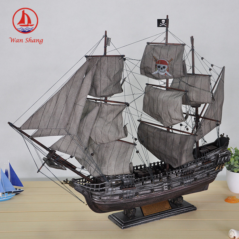 87cm Simulation Wooden Pirate Ship Mediterranean Style Crafts Decorations Sailboat Decoration Wholesale