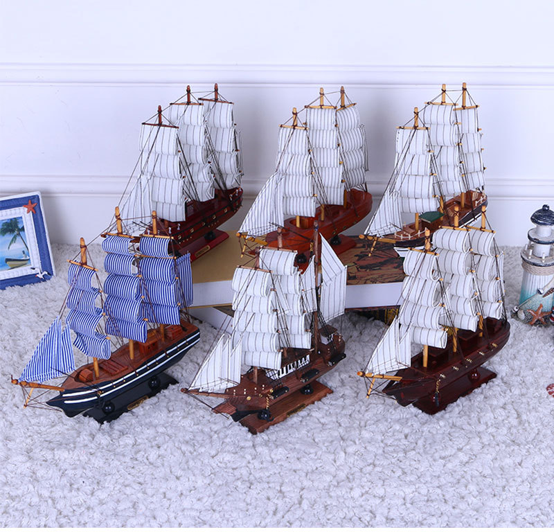 Painted Desk Ornaments 33cm Handmade Boat a Variety of Small Simulation Ship Model Solid Wood Window Sailing Crafts Decorations Painted Desk Ornaments 33cm Handmade Boat a Variety of Small Simulation Ship Model Solid Wood Window Sailing Crafts Decorations
