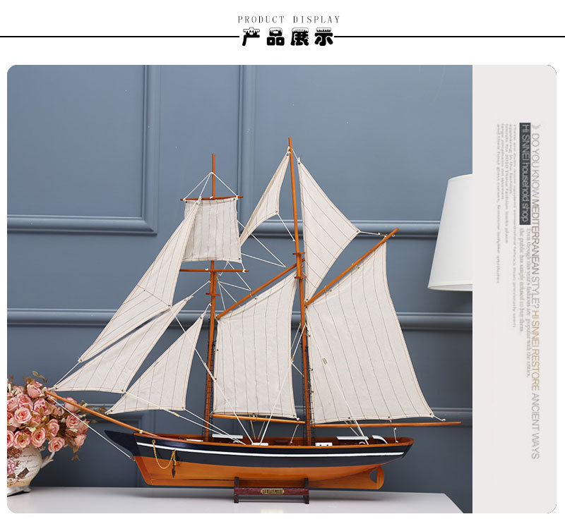 Handmade Crafts Simulation Sailboat Decoration American Sailboat Log Multi-Color Assembly Decoration Office Sailboat