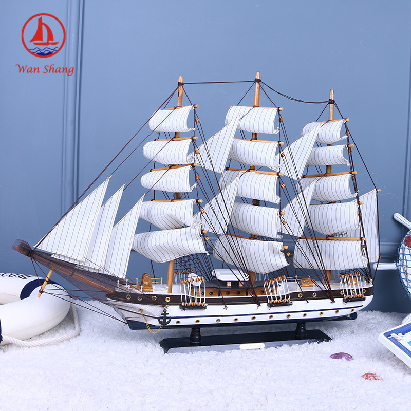 Sailboat Model Wooden Sailboat Crafts Decoration Office Transfer Decoration 80cm Sailboat Wholesale