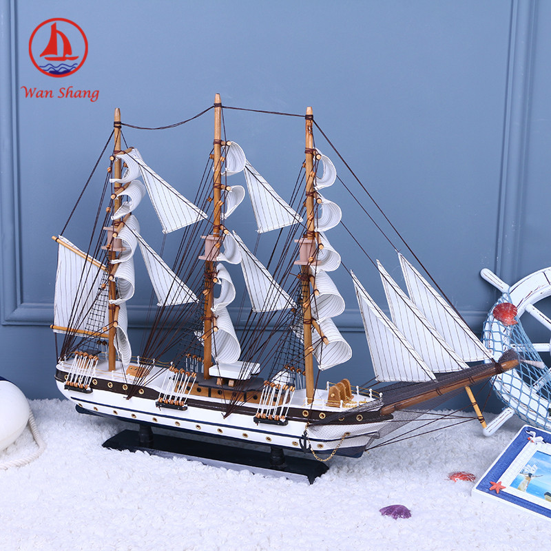 Sailboat Model Wooden Sailboat Crafts Decoration Office Transfer Decoration 80cm Sailboat Wholesale