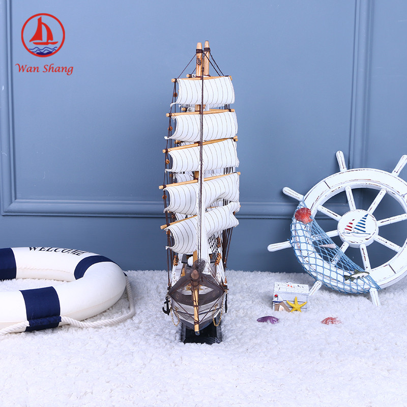 Sailboat Model Wooden Sailboat Crafts Decoration Office Transfer Decoration 80cm Sailboat Wholesale
