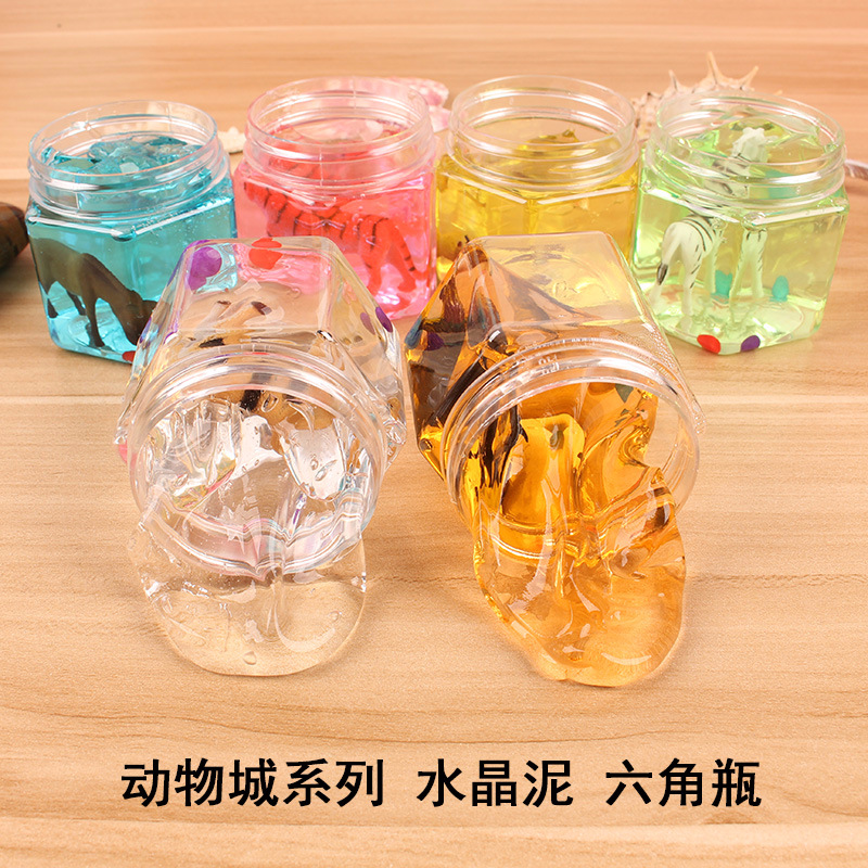 Animal Hexagonal Bottle Crystal Mud Colored Clay DIY Jelly Mud Plasticine Transparent Crystal Mud Light Brickearth