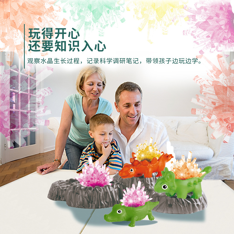 Xueyouma Dinosaur Crystal Planting Crystal Growth Experiment 4 Pack Jurassic Handmade DIY Animal Fun Toys