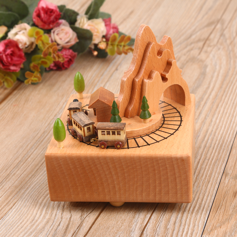 Roller coaster type solid wood material music box fashion octave box