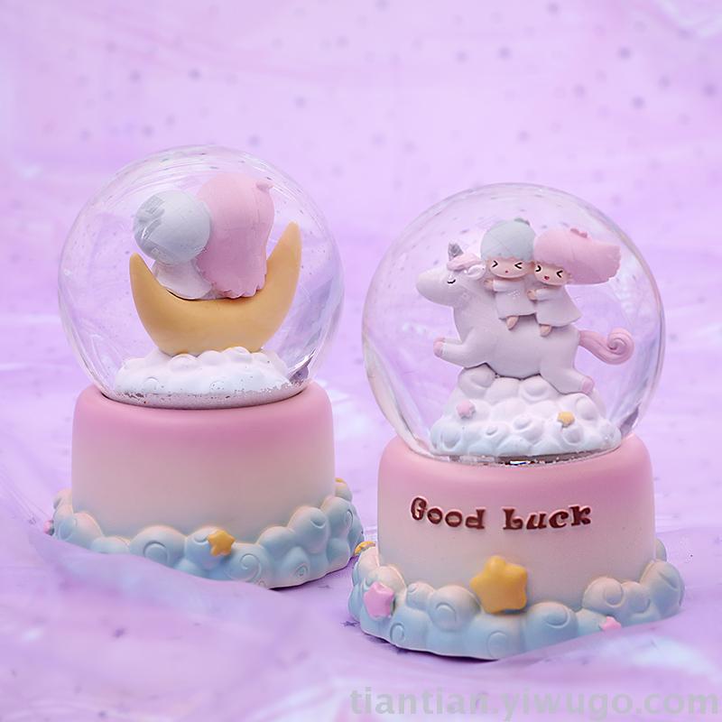 Resin craft set a moonlight little white horse Crystal Ball music box dream Luminous Snowflake Music Box Resin craft set a moonlight little white horse Crystal Ball music box dream Luminous Snowflake Music Box