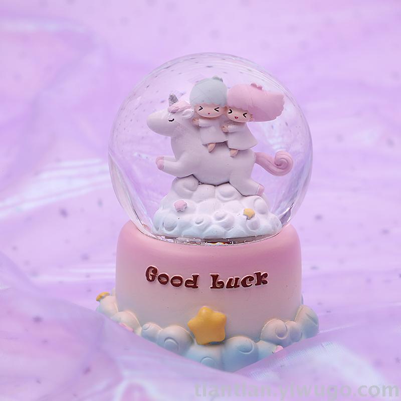 Resin craft set a moonlight little white horse Crystal Ball music box dream Luminous Snowflake Music Box Resin craft set a moonlight little white horse Crystal Ball music box dream Luminous Snowflake Music Box