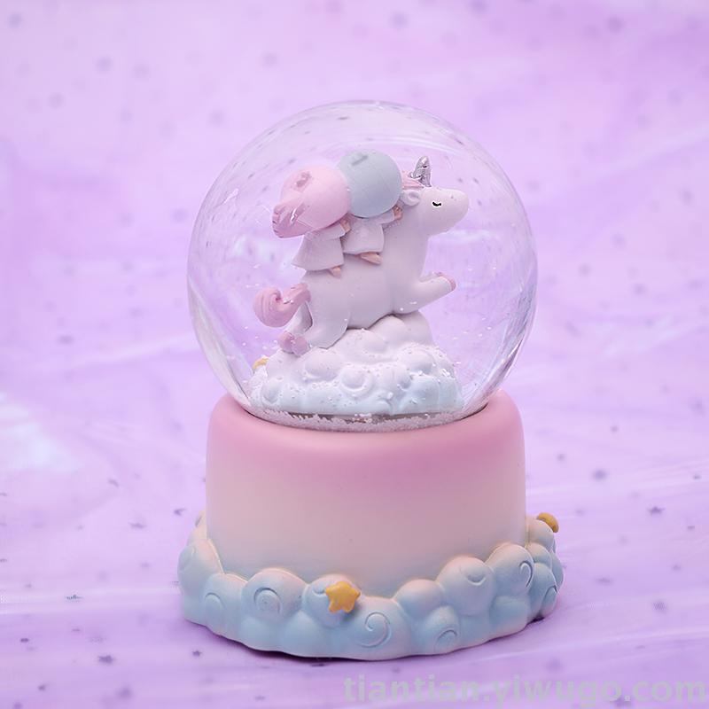 Resin craft set a moonlight little white horse Crystal Ball music box dream Luminous Snowflake Music Box Resin craft set a moonlight little white horse Crystal Ball music box dream Luminous Snowflake Music Box