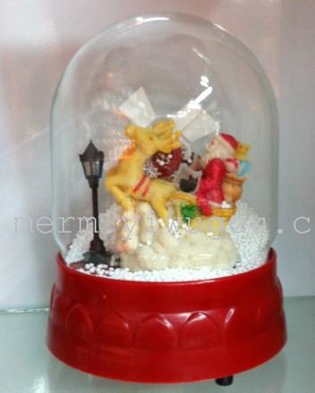 Manufacturers selling Christmas snow blowing windmill Glass Music Box Christmas gift electric snow ball
