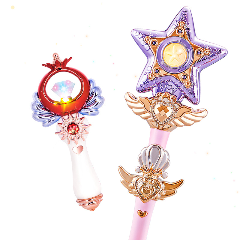 Children&#039;s Fairy Magic Wand Girls&#039; Toy Princess Luminous Love Star Truncheon Music 3-6 Birthday Gift