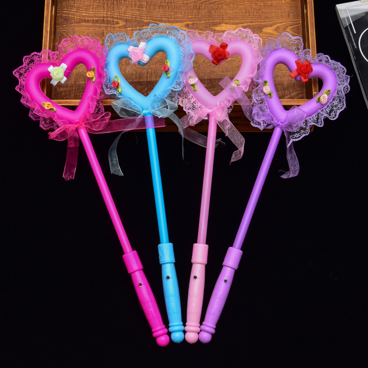 Factory Direct Sales Luminous Magic Wand Flash Fairy Wand Ball Performance Peach Heart Princess Stick Stall Luminous Toys