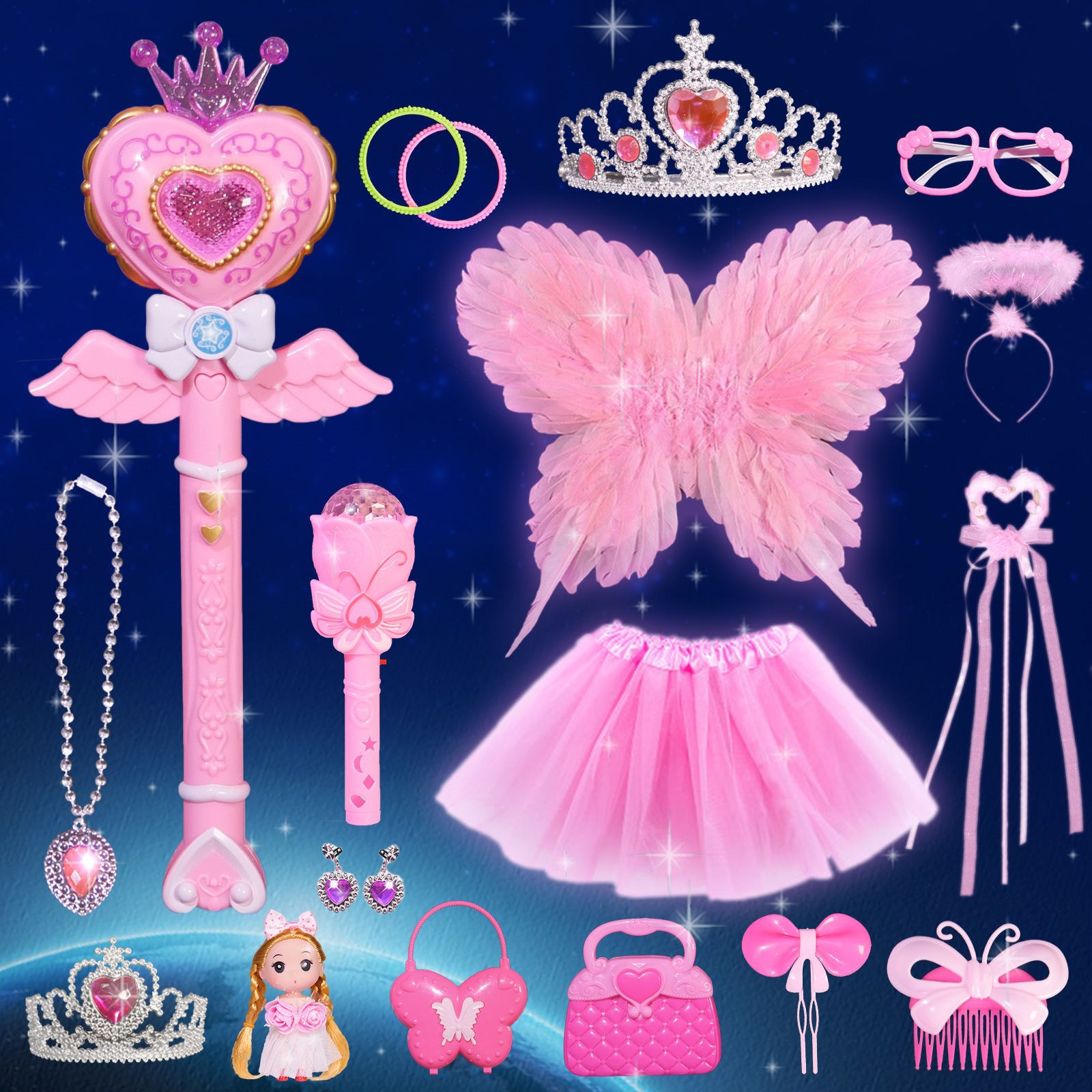 Fairy Wand . Cane Magic Wand Girl Heart Wand Children&#039;s Crown and Princess Magic Wand Creative Truncheon Magic Wand Gift