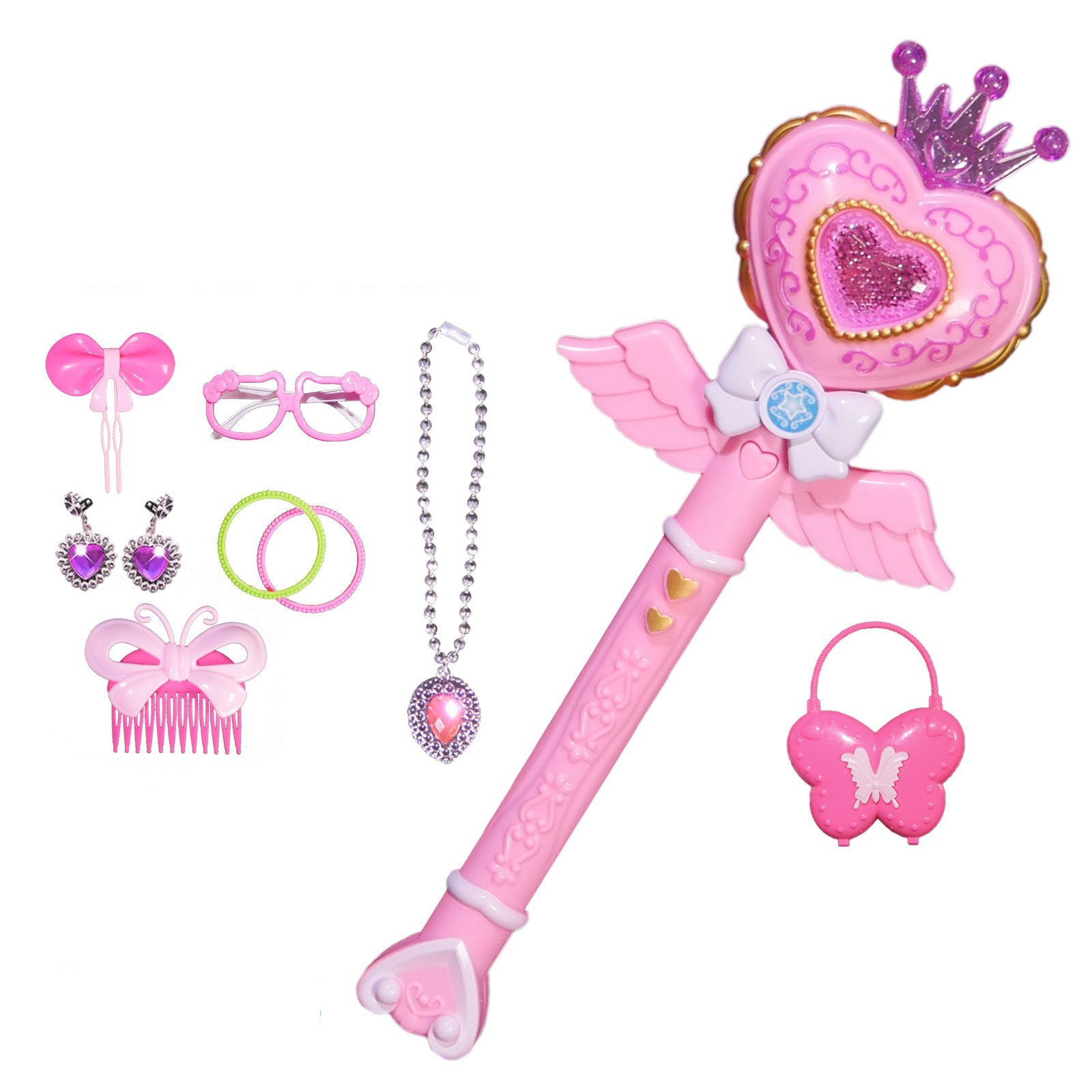 Fairy Wand . Cane Magic Wand Girl Heart Wand Children&#039;s Crown and Princess Magic Wand Creative Truncheon Magic Wand Gift