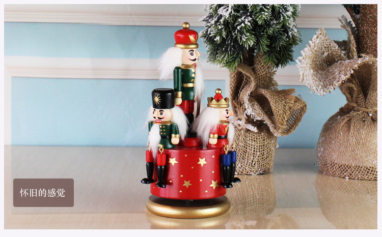 European-Style Hand Painting 23cm Nutcracker Rotating Music Box Crafts Decoration Home Wooden Music Box European-Style Hand Painting 23cm Nutcracker Rotating Music Box Crafts Decoration Home Wooden Music Box