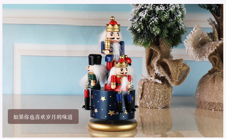 European-Style Hand Painting 23cm Nutcracker Rotating Music Box Crafts Decoration Home Wooden Music Box European-Style Hand Painting 23cm Nutcracker Rotating Music Box Crafts Decoration Home Wooden Music Box
