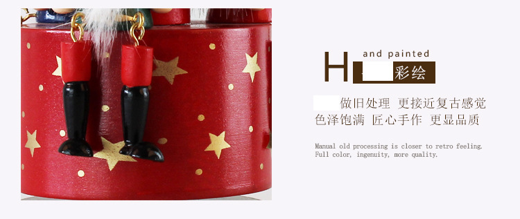 European-Style Hand Painting 23cm Nutcracker Rotating Music Box Crafts Decoration Home Wooden Music Box European-Style Hand Painting 23cm Nutcracker Rotating Music Box Crafts Decoration Home Wooden Music Box