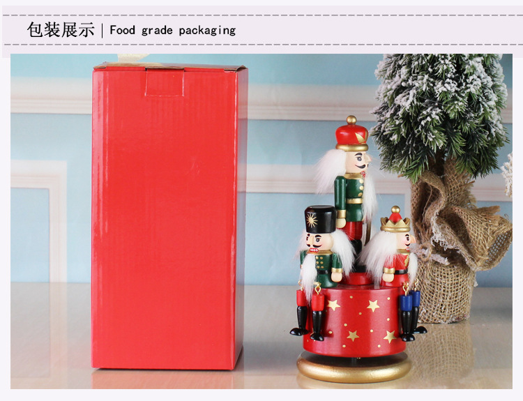 European-Style Hand Painting 23cm Nutcracker Rotating Music Box Crafts Decoration Home Wooden Music Box European-Style Hand Painting 23cm Nutcracker Rotating Music Box Crafts Decoration Home Wooden Music Box