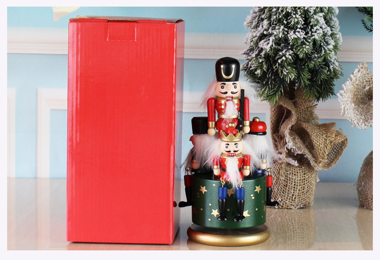 European-Style Hand Painting 23cm Nutcracker Rotating Music Box Crafts Decoration Home Wooden Music Box European-Style Hand Painting 23cm Nutcracker Rotating Music Box Crafts Decoration Home Wooden Music Box