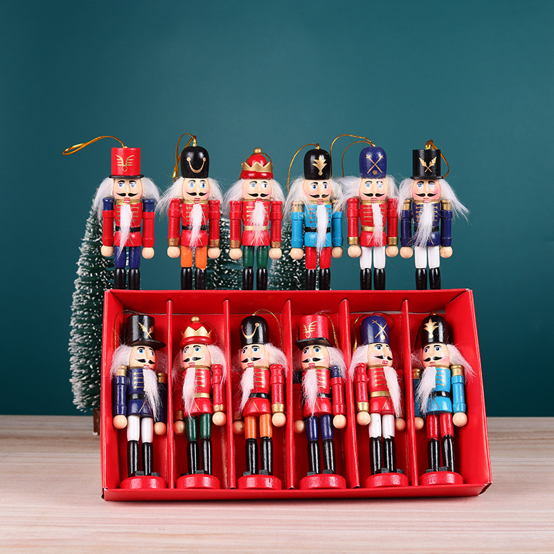 Wooden Soldier Doll Color Box Cover 6 Christmas Tree Pendant Decoration One Piece Dropshipping Nutcracker Soldiers