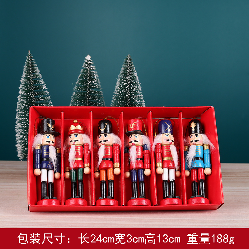 Wooden Soldier Doll Color Box Cover 6 Christmas Tree Pendant Decoration One Piece Dropshipping Nutcracker Soldiers