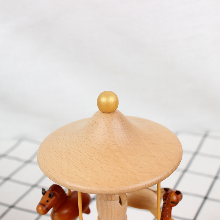 Creative Rotational Trojan Music Box Music Box Wooden Sky City Birthday Gift for Girls Practical Gift for Girlfriend
