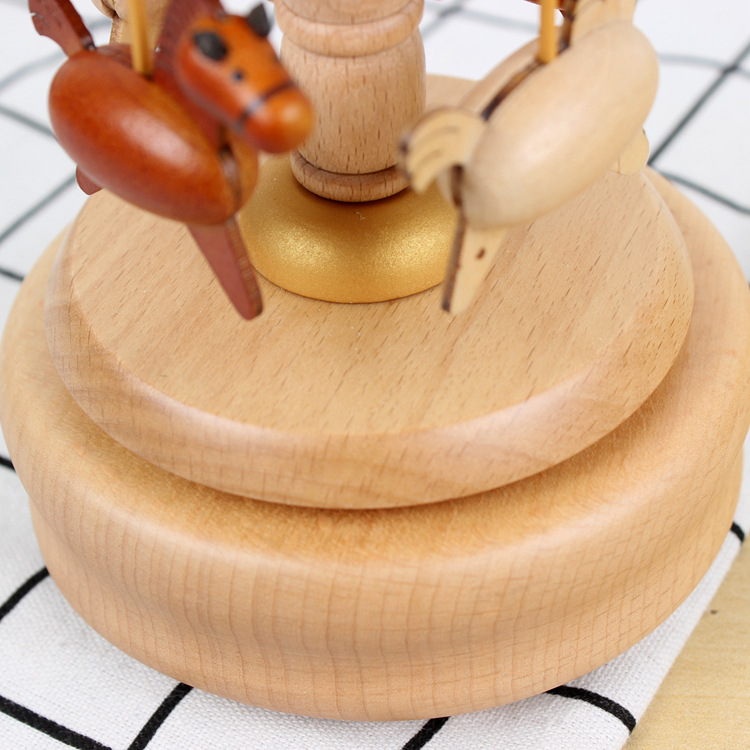 Creative Rotational Trojan Music Box Music Box Wooden Sky City Birthday Gift for Girls Practical Gift for Girlfriend