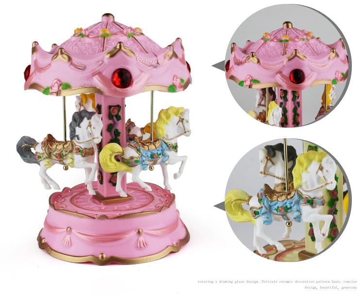 Cross-Border E-Commerce Revolving Light Trojan Music Box Music Box Children's Birthday Gifts Cake Decorative Ornaments