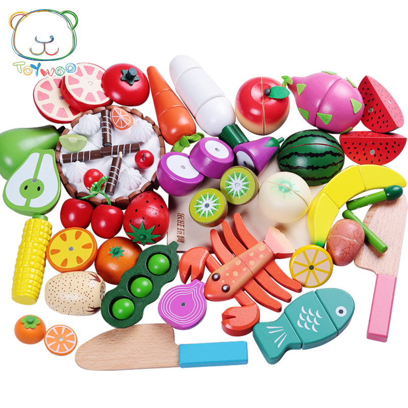 Toy Woo Cut Fruit Toys Wooden Fruits and Vegetables Cutting Slicer Magnetic Children Magnetic Toy